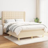 Cumpara ieftin Pat box spring cu saltea, crem, 140x200 cm, textil
