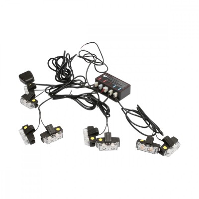 Set 8 stroboscoape LED cu lumina galbena 12V foto