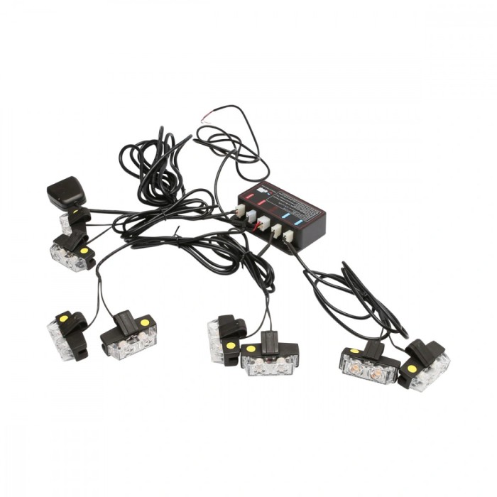 Set 8 stroboscoape LED cu lumina galbena 12V