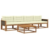 vidaXL Set de canapele de exterior cu pernă 5 pcs Natural și Crem 3382318