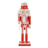 Decor Crăciun Lemn, Soldat, Uniformă Roșie, 25cm