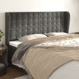 VidaXL Tăblie de pat cu aripioare gri &icirc;nchis 183x23x118/128 cm catifea 3118451