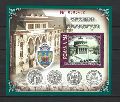 ROMANIA 2007 - VECHIUL BUCURESTI, COLITA NUMEROTATA CU ROSU, MNH - LP 1764a foto