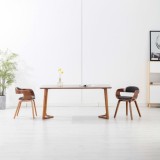 VidaXL Scaun de bucătărie, 2 buc., gri &icirc;nchis, textil și lemn curbat