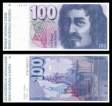 ELVETIA █ bancnota █ 100 Franken █ 1991 █ P-57k █ UNC █ necirculata