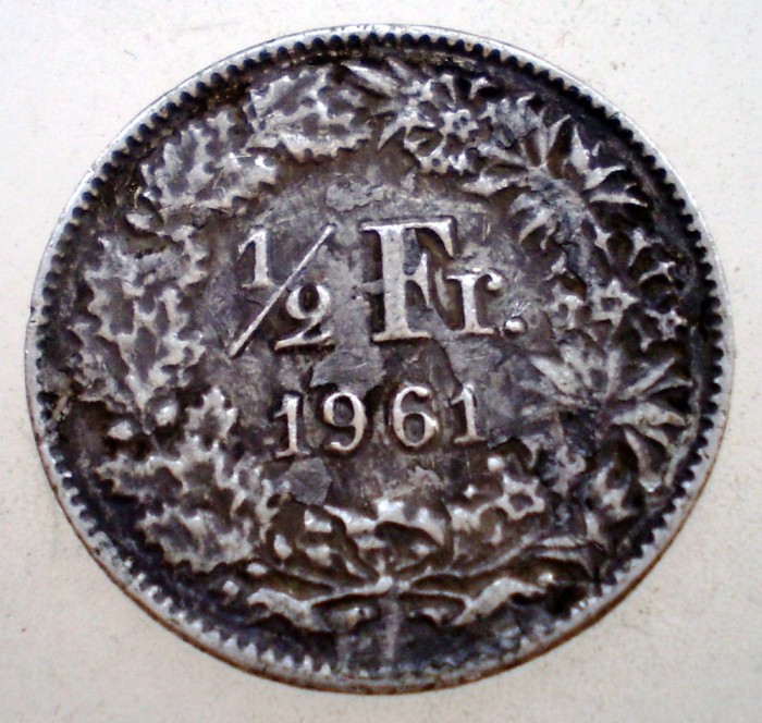 7.424 ELVETIA 1/2 FRANC 1961 B ARGINT FALS