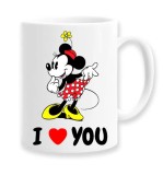 Cana alba personalizata I love you, model minnie, INOVATIX&reg;. 330ml, Oem