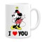 Cana alba personalizata I love you, model minnie, INOVATIX&reg;. 330ml