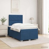 Cumpara ieftin Pat boxspring cu saltea albastru 120 x 190 cm Tesatura