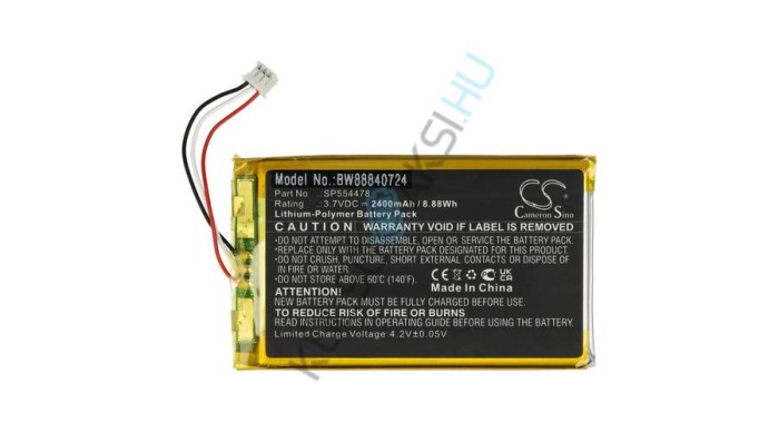 Baterie de &icirc;nlocuire VHBW Baby Monitor pentru optică pentru sugari SP554478 - 2400 mAh 3,7 V Li-polimer
