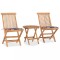 vidaXL Set mobilier exterior pliabil cu pernă, 3 piese, lemn masiv tec 3063184