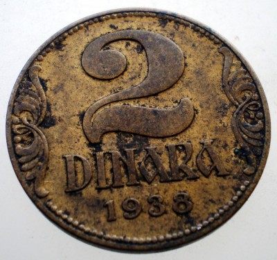 7.204 YUGOSLAVIA JUGOSLAVIA IUGOSLAVIA 2 DINARA DINARI 1938 foto
