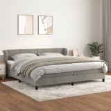 VidaXL Pat box spring cu saltea, gri deschis, 200x200 cm, catifea