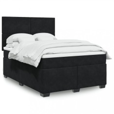 vidaXL Pat box spring cu saltea, negru, 140x200 cm, catifea 3290926