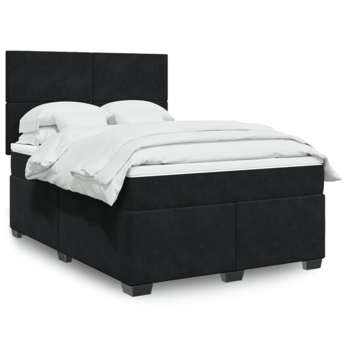 vidaXL Pat box spring cu saltea, negru, 140x200 cm, catifea 3290926