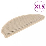 VidaXL Covorașe scări autoadezive, 15 buc., berber, 65x21x4 cm, sisal
