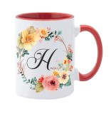 Cana maner rosu personalizata cu initiala H, INOVATIX&reg;. 330ml