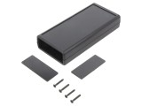 Carcasă neagră cu panou GAINTA 66,5mm x 140mm x 28mm din ABS