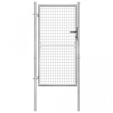 Cumpara ieftin Poartă de grădină, argintiu, 105 x 200 cm, oțel galvanizat, vidaXL