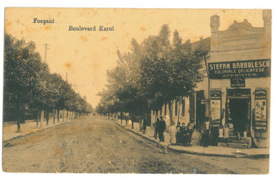 1093 - FOCSANI, street store, Romania - old postcard, CENSOR - used - 1917 foto