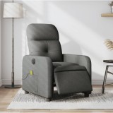 vidaXL Fotoliu electric de masaj rabatabil, gri &icirc;nchis, textil