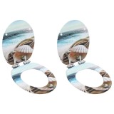 vidaXL Capace WC cu &icirc;nchidere silențioasă, 2 buc., MDF, design scoici 276992