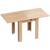 HOMCOM Masă de Dining Pliabilă pentru 4 Persoane, Rabatabilă cu Ghidaje din Oțel, PAL, 140x70x77 cm, Stejar | Aosom Romania