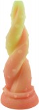 Dildo No.3 Fantasy Beasts, Silicon Premium, Portocaliu/Galben, 21.5 cm