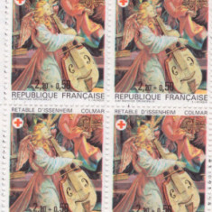 FRANTA-Crucea rosie-Ingerul si chitara-pictura-carnet cu 10 timbre MNH