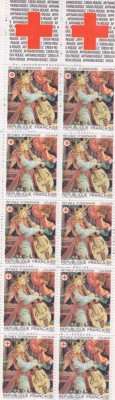 FRANTA-Crucea rosie-Ingerul si chitara-pictura-carnet cu 10 timbre MNH foto