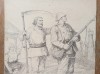 STOICA DUMITRESCU- ELIBERATORUL, desen , tus, Scene lupta, Cerneala, Realism