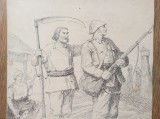 Cumpara ieftin STOICA DUMITRESCU- ELIBERATORUL, desen , tus, Scene lupta, Cerneala, Realism