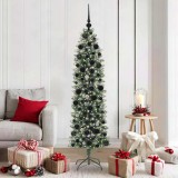 VidaXL Copac Artificial Slăb de Crăciun cu 300 LED Verde și alb 180 cm 3395294