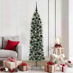 vidaXL Copac Artificial Slăb de Crăciun cu 300 LED Verde și alb 180 cm 3395294