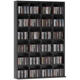 HOMCOM Mobilier de depozitare multimedia 480 CD/312 DVD - bibliotecă din lemn cu rafturi reglabile, 89 x 130,5 cm, negru | Aosom Romania