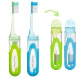 Periuțe de dinți de călătorie, Set 2 buc, Verde și Albastru, cu Husă de Protecție, CMCLASS