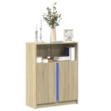 Cumpara ieftin Dulap cu LED, stejar sonoma, 77x34x100 cm, lemn prelucrat