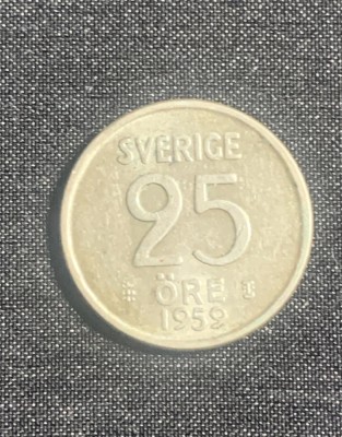 Moneda 25 ore 1959 Suedia argint foto