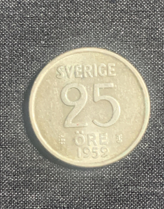 Moneda 25 ore 1959 Suedia argint