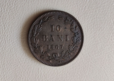 Rom&amp;acirc;nia - 10 bani (1867) - Heaton - monedă s176 foto