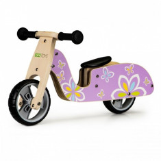 Bicicleta de echilibru din lemn cu roti EVA Ecotoys LC-V1330 - Violet cu fluturasi foto