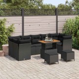vidaXL Set de canapele pentru grădină 10 pcs Negru poliratan