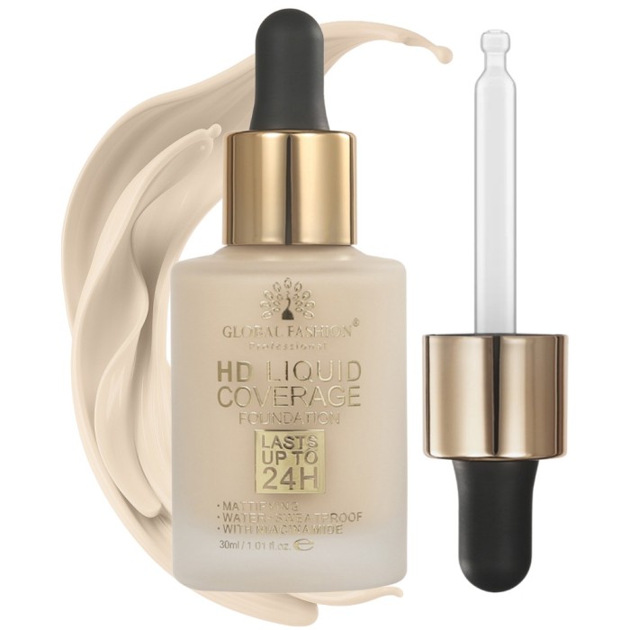 Fond de ten, Global Fashion HD Liquid Coverage Foundation, 30ml, GX06, Toffee