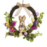 Coroniță de Paște cu Ouă Pastel, Iepuraș și Flori, 45 cm, CMCLASS