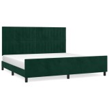 Cumpara ieftin Cadru de pat fara saltea, verde inchis, 200x200 cm, catifea