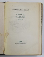 CRITICA RATIUNII PURE de IMMANUEL KANT , 1969 foto