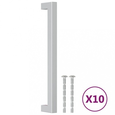 Manere de dulap, 10 buc., argintiu, 192 mm, otel inoxidabil foto
