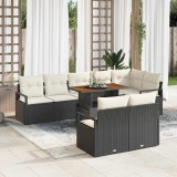 Cumpara ieftin Set de canapele pentru grădină cu pernă 9 pcs Negru, Crem