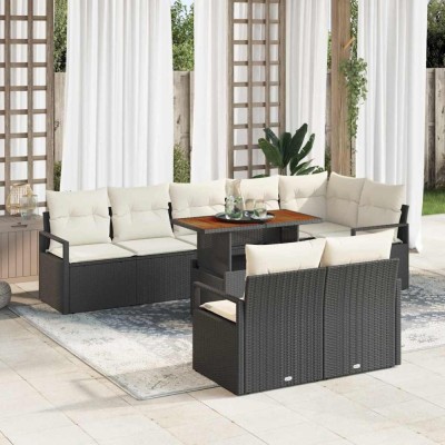 vidaXL Set de canapele pentru grădină 9 pcs Negru Rattan poli 3358462 foto