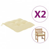 Perne de scaun, 2 buc., alb crem, 50x50x7 cm, material textil, vidaXL